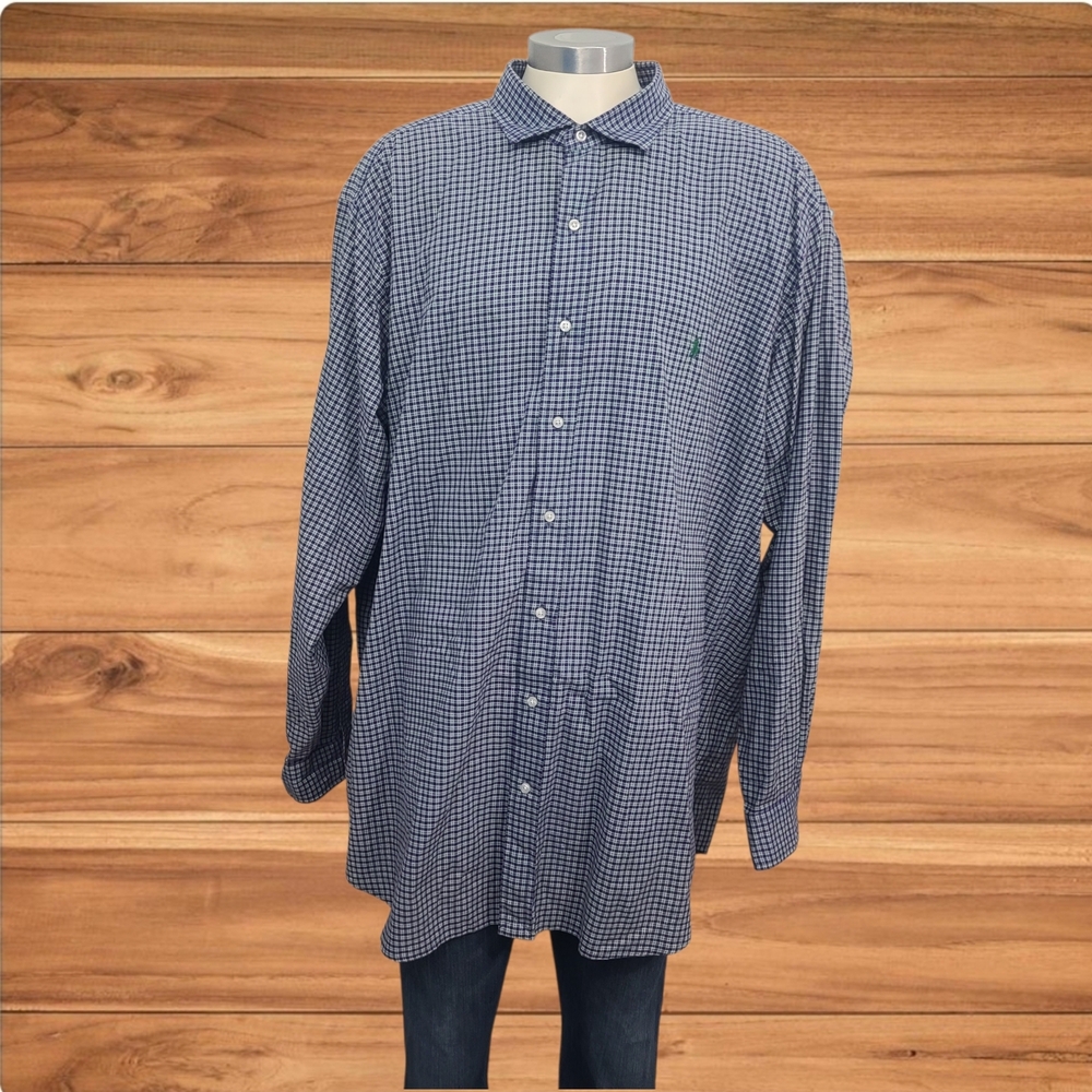 Polo Ralph Lauren  Shirt Mens‎ 3XLT Purple Green Check  Dress Button Up